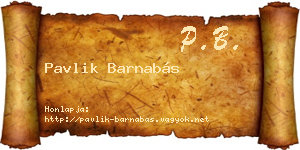 Pavlik Barnabás névjegykártya